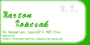 marton kopcsak business card